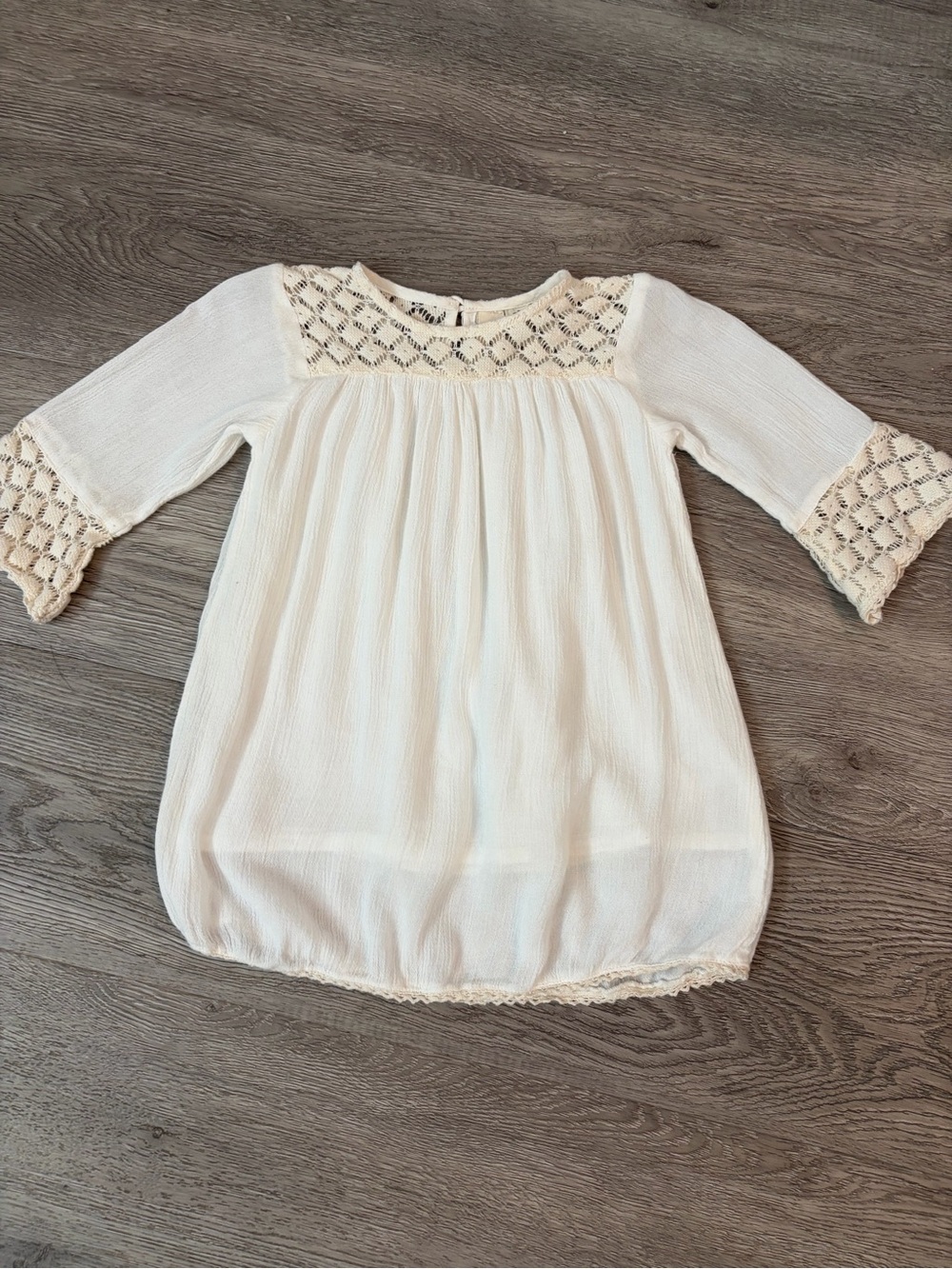 Girls' Cream Crochet Yoke Tunic Top 18-24 months made in India